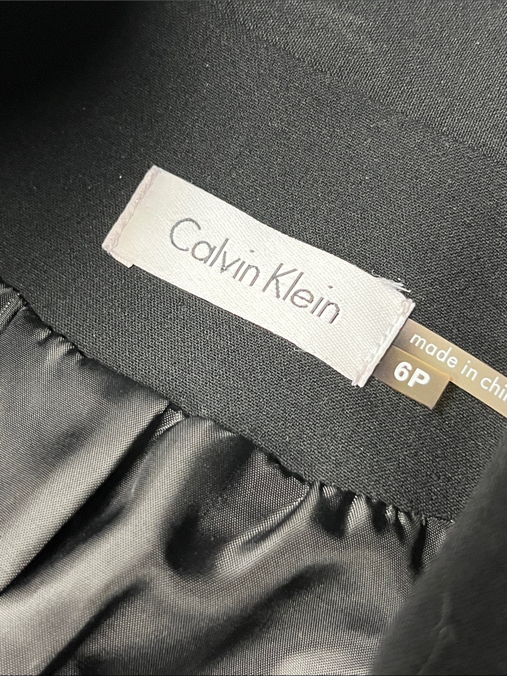 CALVIN KLEIN Career Cap SLV Wrap Detail Pop-Up V-Neck Black Sheath Dress SZ 6P - Picture 4 of 16